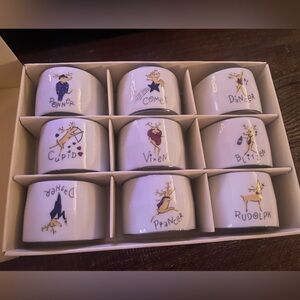 🆕⭐️Rein Deer Ceramic Napkin Rings with Box